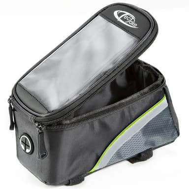 tectake Cykelväska för smartphones - 20,5 x 10 x 10,5 cm, svart/grå/grön