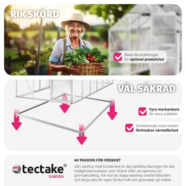 tectake Aluminiumväxthus med fundament - 375 x 185 x 195 cm
