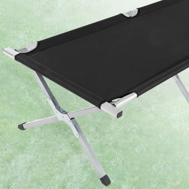 tectake 2 tältsängar i aluminium, hopfällbara - svart