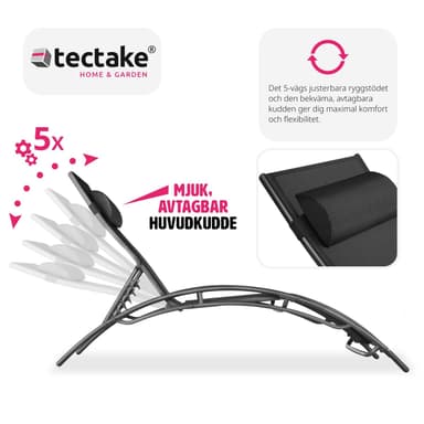 tectake 2 solsängar Alina - svart