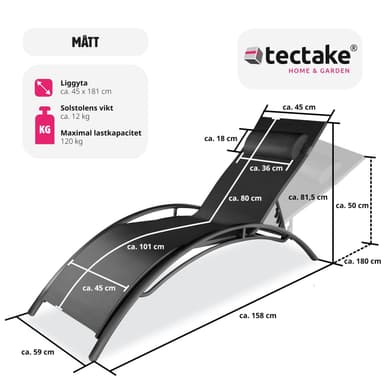 tectake 2 solsängar Alina - svart