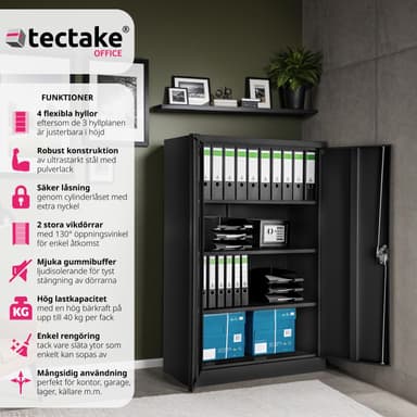 tectake Dokumentskåp med 4 fack - svart