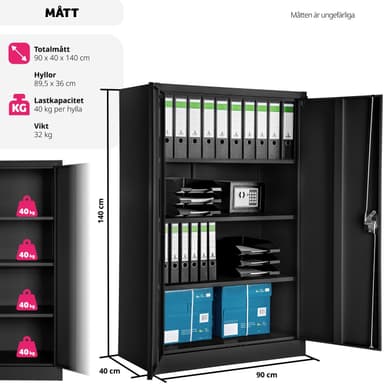 tectake Dokumentskåp med 4 fack - svart