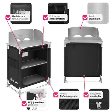 tectake Campingkök Premium med 2 fack - svart