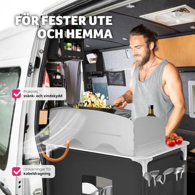 tectake Campingkök Premium med 2 fack - svart