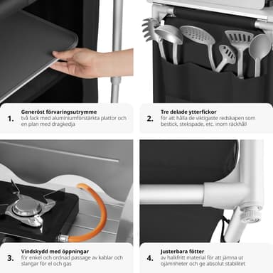tectake Campingkök Premium med 2 fack - svart