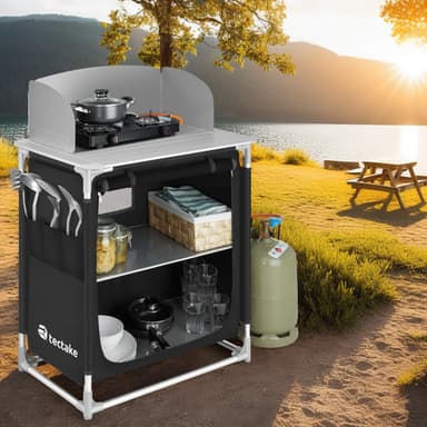 tectake Campingkök Premium med 2 fack - svart