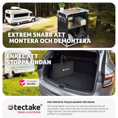 tectake Campingkök Premium med 2 fack - svart