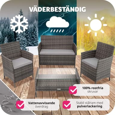tectake Soffgrupp Madeira i konstrotting - grå