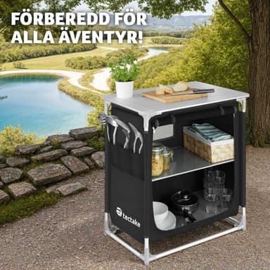tectake Campingkök Premium med 2 fack - svart