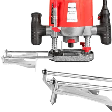 tectake Överhandsfräs 1200W inklusive tillbehör - röd