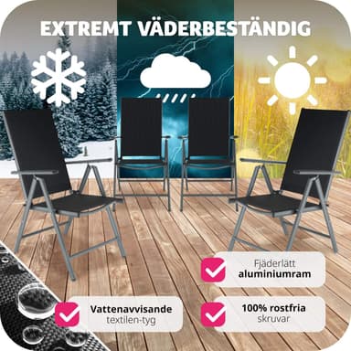 tectake 4 hopfällbara trädgårdsstolar i aluminium - antracit