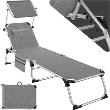 tectake Solstol Aurelie i aluminium, 6-stegs justerbar - gråmelerad