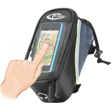 tectake Cykelväska för smartphones - 20 x 9,5 x 10 cm, svart/grå/grön
