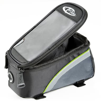 tectake Cykelväska för smartphones - 20 x 9,5 x 10 cm, svart/grå/grön