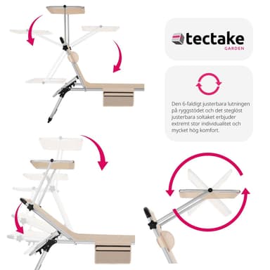 tectake Solstol Lorella, vadderad, hopfällbar - beige