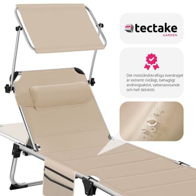 tectake Solstol Lorella, vadderad, hopfällbar - beige