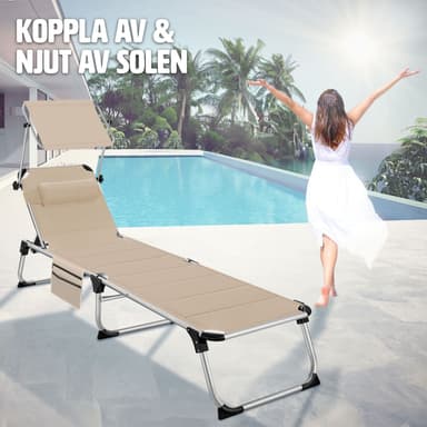 tectake Solstol Lorella, vadderad, hopfällbar - beige