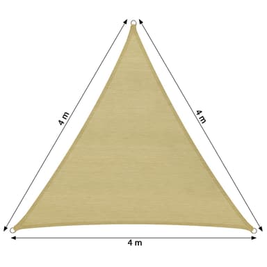 tectake Solsegel i polyeten trekantigt, beige - 400 x 400 x 400 cm