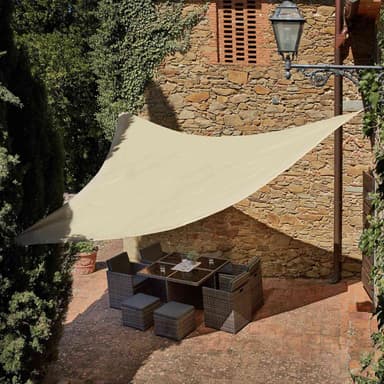 tectake Solsegel i polyeten trekantigt, beige - 400 x 400 x 400 cm