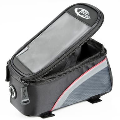 tectake Cykelväska för smartphones - 20 x 9,5 x 10 cm, svart/grå/röd