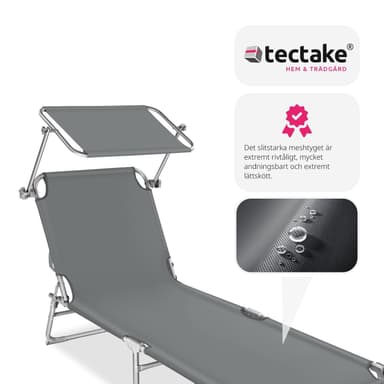tectake 2 solsängar med soltak - grå