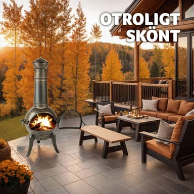 tectake Utomhuskamin i gjutjärn, avtagbart galler - grå