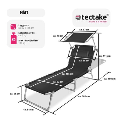 tectake Solsäng Chloé - svart