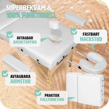tectake 3-zons massagebänk Somwang med 7,5 cm stoppning och träram - vit