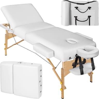 tectake 3-zons massagebänk Somwang med 7,5 cm stoppning och träram - vit