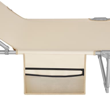 tectake Set med 2 solstolar Chloe, 4-stegs justerbara med huvudkudde - beige