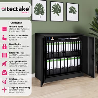 tectake Arkivskåp med 3 fack - svart