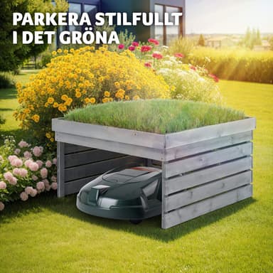 tectake Garage för robotgräsklippare Hortus, trä, planterbart tak - grå