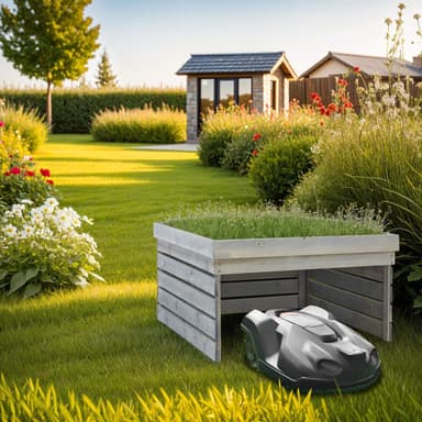 tectake Garage för robotgräsklippare Hortus, trä, planterbart tak - grå