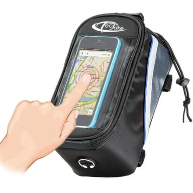 tectake Cykelväska för smartphones - 20,5 x 10 x 10,5 cm, svart/grå/blå