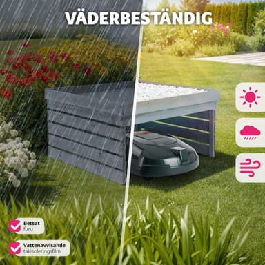 tectake Garage för robotgräsklippare Hortus, trä, planterbart tak - grå
