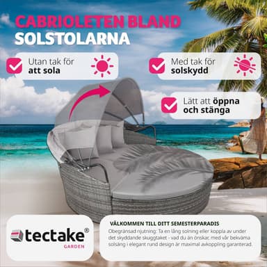 tectake Rund Solsäng Santorini i konstrotting - grå