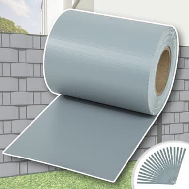 tectake PVC-skyddsfilm med fästklämmor - 35 m, grå