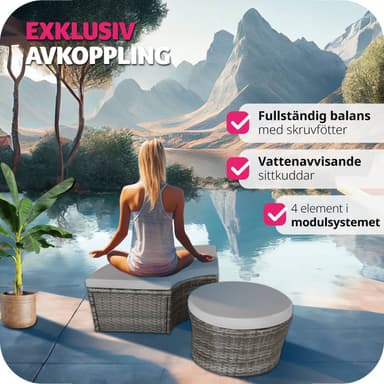 tectake Rund Solsäng Santorini i konstrotting - grå