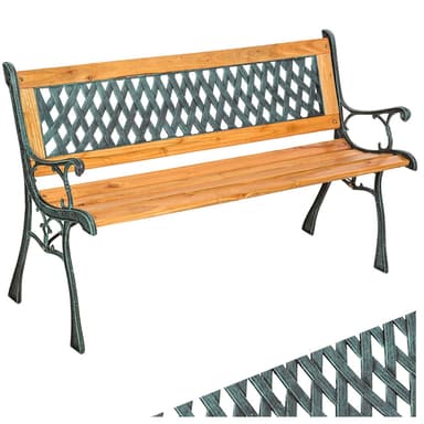 tectake Trädgårdsbänk Tamara 2-sits av trä och gjutjärn 128x51x73cm - brun