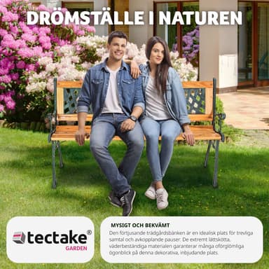 tectake Trädgårdsbänk Tamara 2-sits av trä och gjutjärn 128x51x73cm - brun