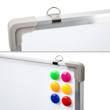tectake Whiteboard magnettavla + 12 färgade magneter - 40 x 30 x 2 cm