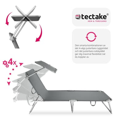 tectake Solsäng med soltak - grå