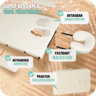 tectake 2-zons massagebänk 5 cm stoppning + väska - beige