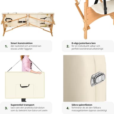 tectake 2-zons massagebänk 5 cm stoppning + väska - beige