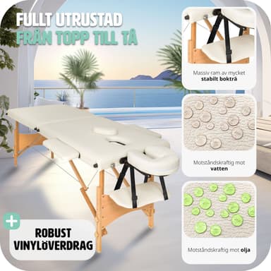 tectake 2-zons massagebänk 5 cm stoppning + väska - beige