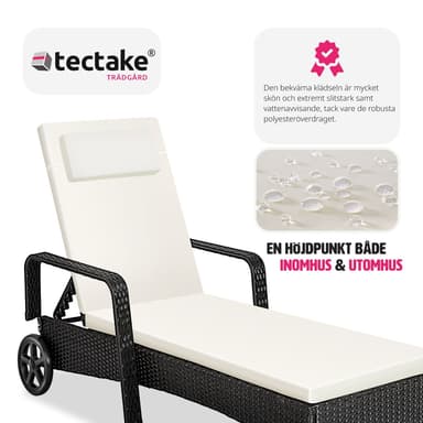 tectake Solsäng i konstrotting med hjul - svart/beige