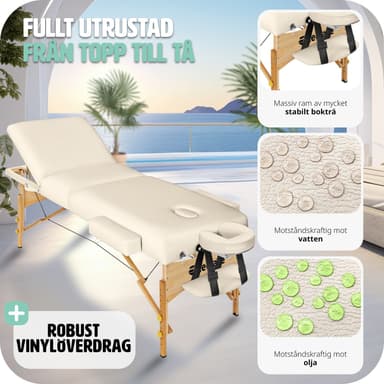 tectake 3-zons massagebänk Somwang med 7,5 cm stoppning och träram - beige