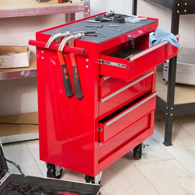 tectake Verktygsvagn med 5 lådor, variant 1 - röd