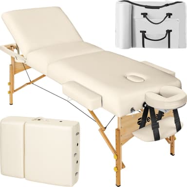 tectake 3-zons massagebänk Somwang med 7,5 cm stoppning och träram - beige